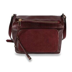 Brand New - Burgundy Fold-Over Leather Crossbody – Genuine Leather Sling